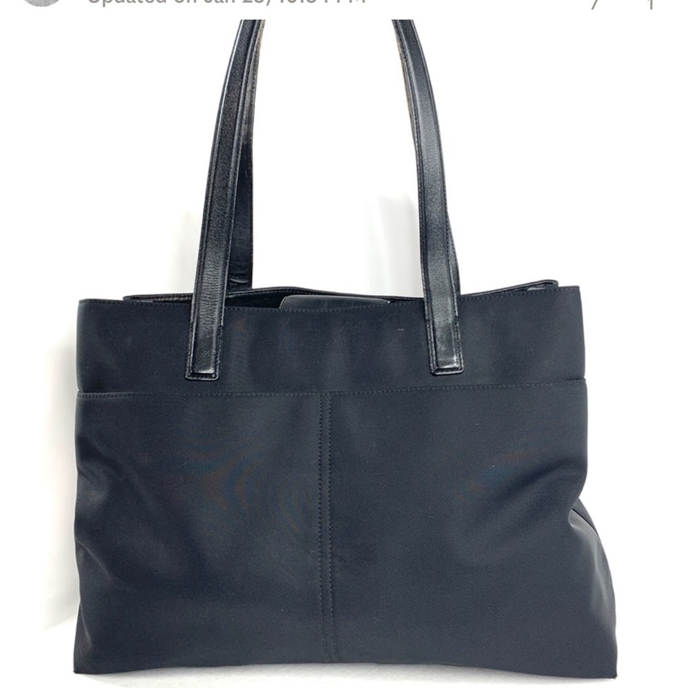 Coach Retro 7408 Black Canvas Extra Large Business Tote Shoulder Bag Leather